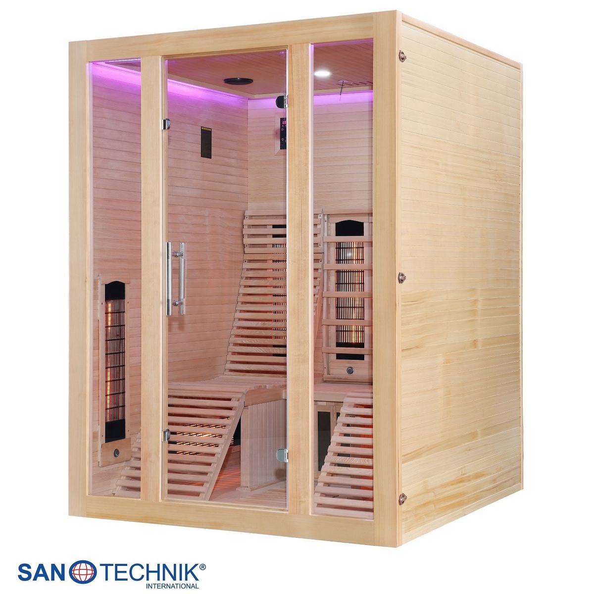 Infrarotkabine 2 Personen BHT: 150x200x150 cm + Glastür - Braun, Basics, Holz (150/200/150cm) - Sanotechnik