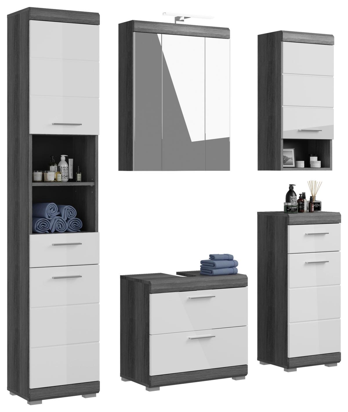 Badezimmer Scout - Weiß Hochglanz, MODERN, Holzwerkstoff (134cm) - MID.YOU