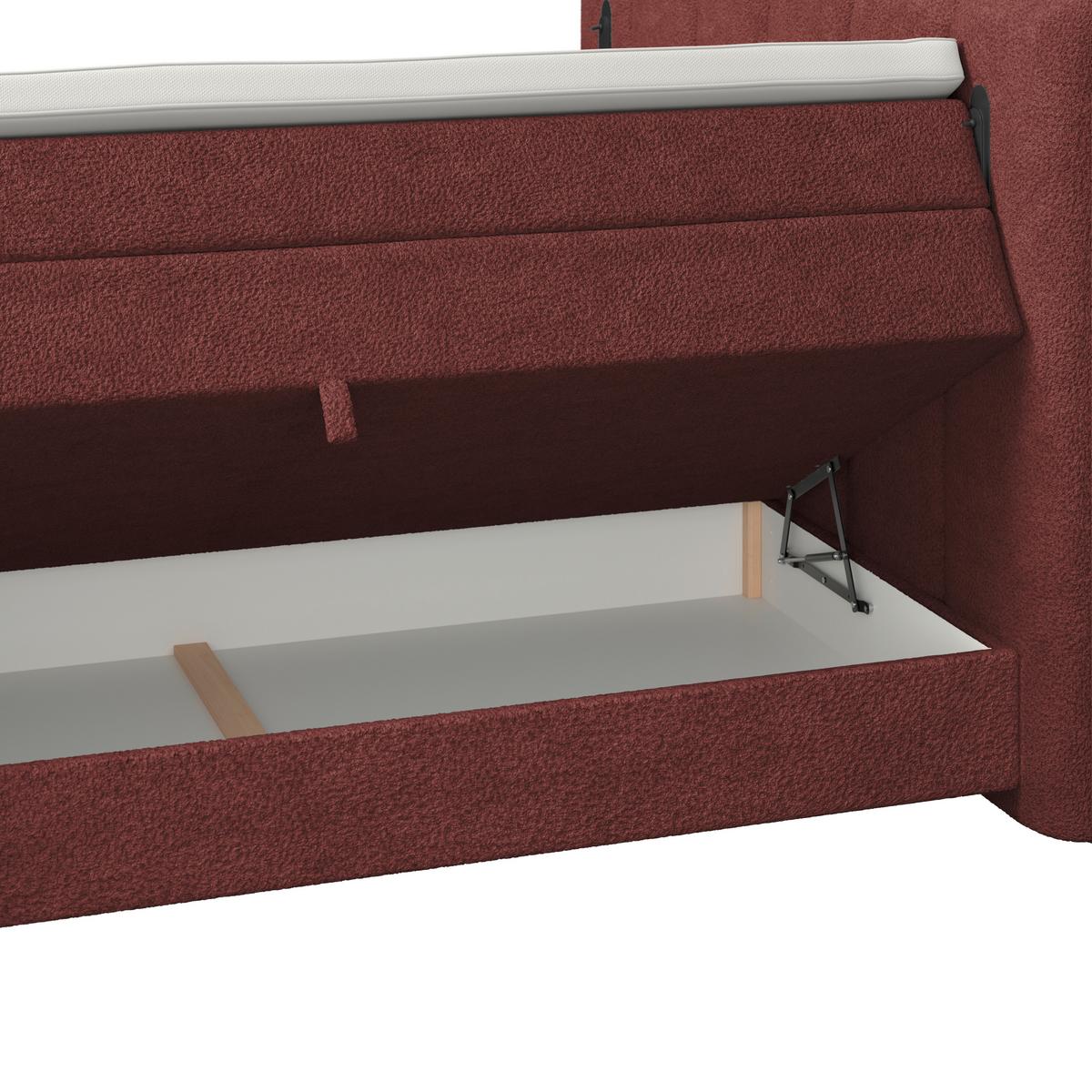 Boxspringbett Elysia inkl. Bettkasten 200x200 - Bordeaux/Schwarz, Trend, Holz/Holzwerkstoff (200/200cm) - Luca Bessoni