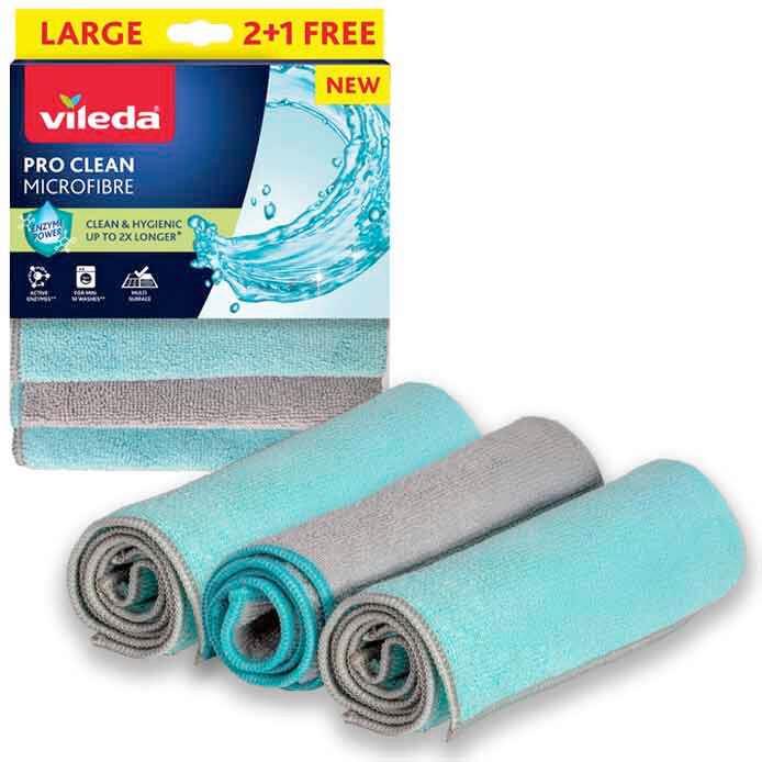 Utierka z mikrovlákna VILEDA PRO CLEAN MIKRO 2+1KS - tyrkysová, Trend, textil (18/25,5/2,8cm) - Vileda