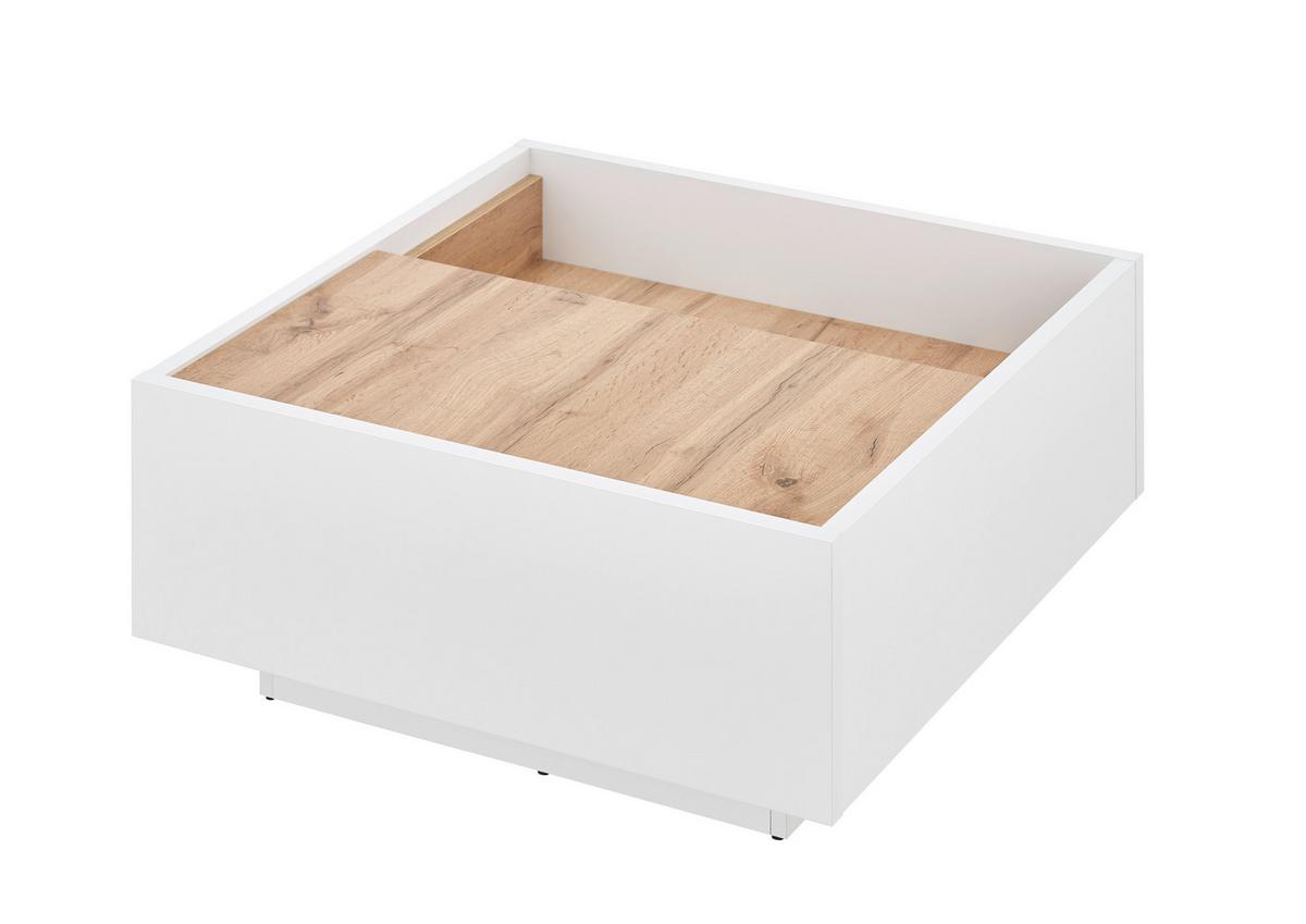 Couchtisch Long Island Weiß/Eiche Wotan B: 75 cm - Eiche Wotan/Weiß, Design, Holzwerkstoff (75/34/75cm) - MID.YOU