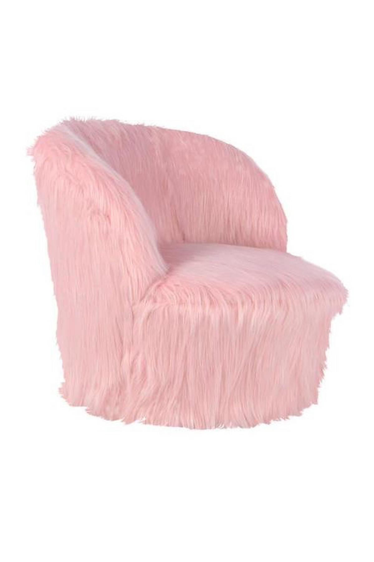 Kinderstuhl Gepolstert Mit Kunstfell-Bezug - Hellrosa, Basics, Holz/Kunststoff (47/45/47cm) - Kayoom