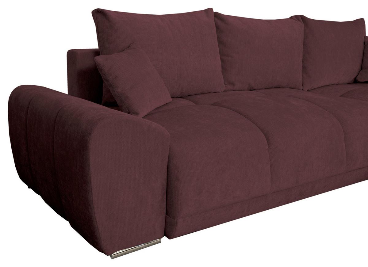 ECKSCHLAFSOFA Ramon, Dunkelrot S: 296x182 cm - Chromfarben/Beige, Trend, Textil (296/182cm)
