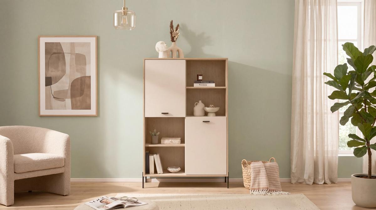 Regalelement Fredericia Eichefarben Kaschmir B: 105 cm - Kaschmir/Eichefarben, Design, Holzwerkstoff (105/160/40cm) - MID.YOU