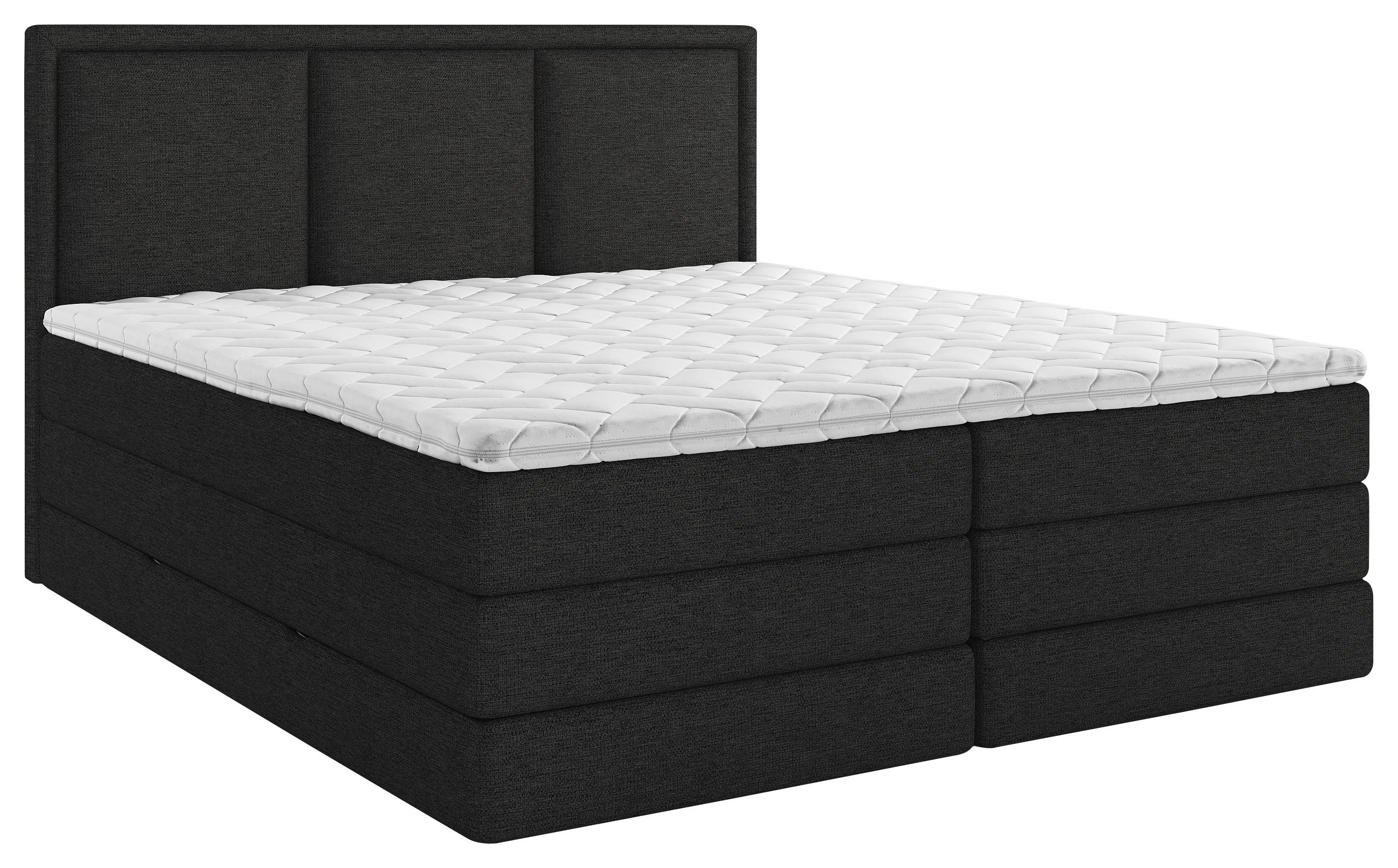 Boxspringbett Swing II K - Schwarz, Design, Textil (160/200cm) - MID.YOU