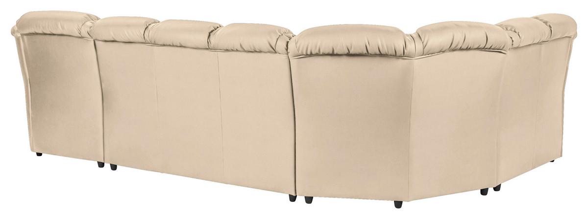 Wohnlandschaft Boston Beige Lederlook - Beige/Schwarz, KONVENTIONELL, Textil (216/333/165cm) - Livetastic