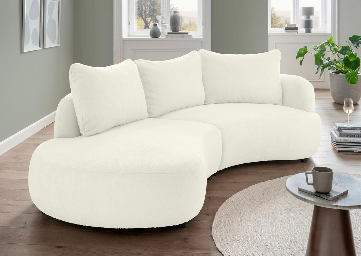 Ecksofa Doppo, Weiß S: 250x139 cm - Schwarz/Weiß, MODERN, Textil (250/139cm) - Livetastic