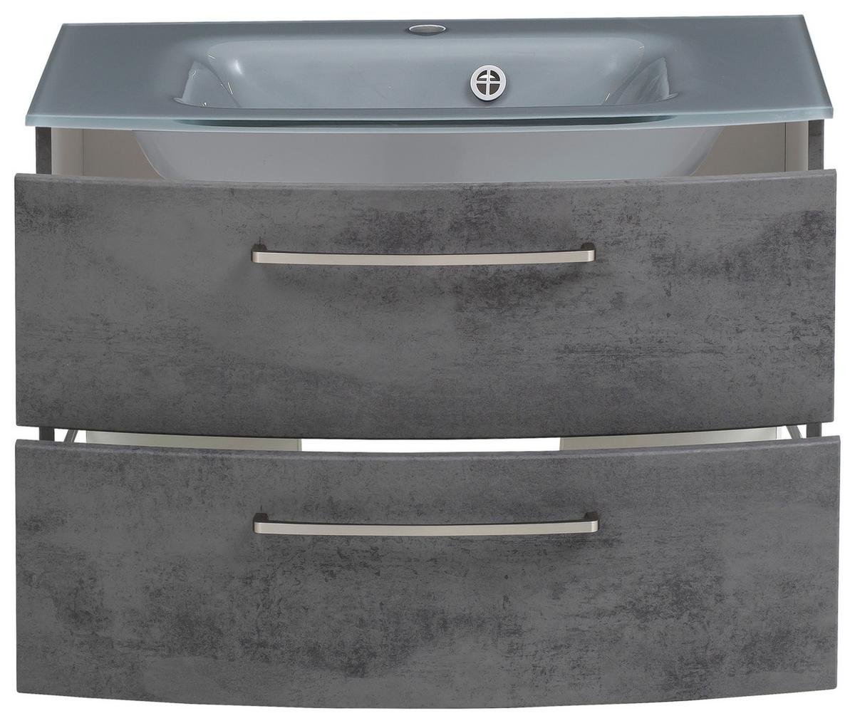 Badmöbel-set 3-tlg. Inkl. Led Stockholm 80cm Grau - Dunkelgrau/Grau, KONVENTIONELL, Glas/Holzwerkstoff (80cm) - Held