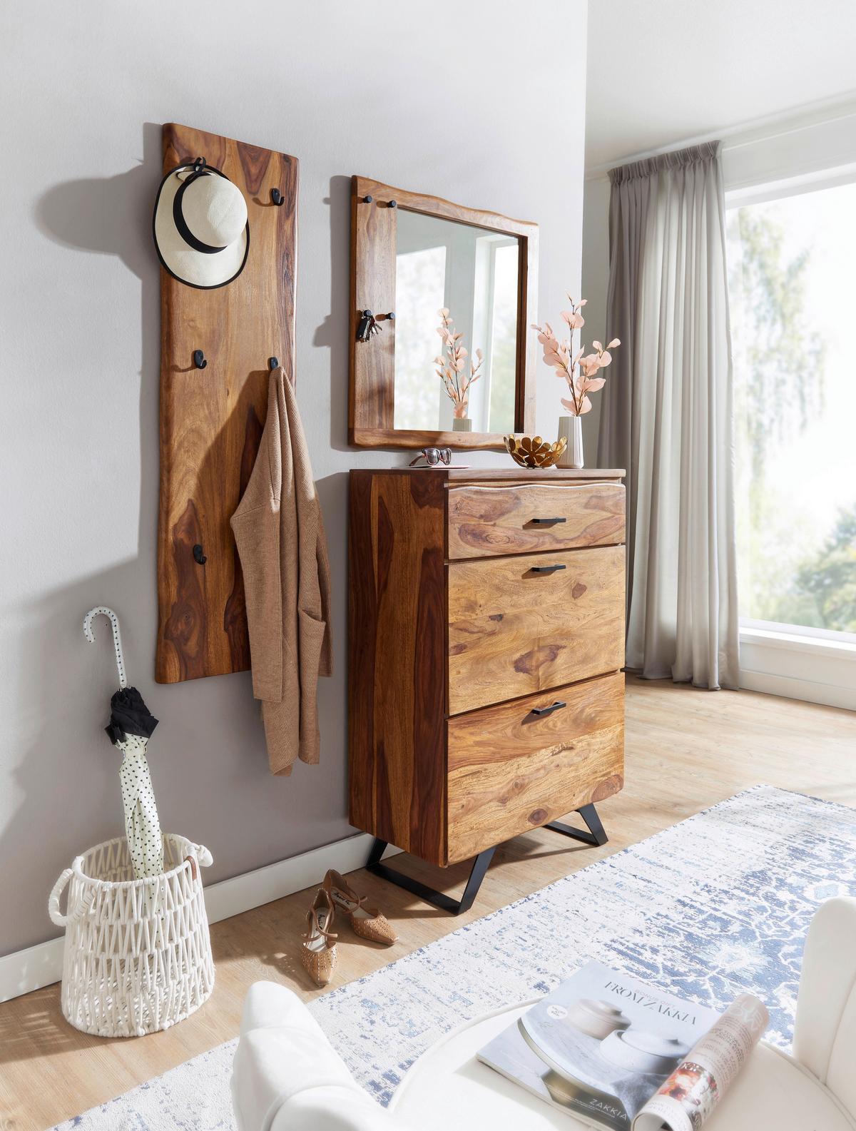 Sideboard Sheesham Sheeshamfarben B: 80 cm - Sheeshamfarben/Schwarz, Design, Holz (80/120/41,5cm) - MID.YOU