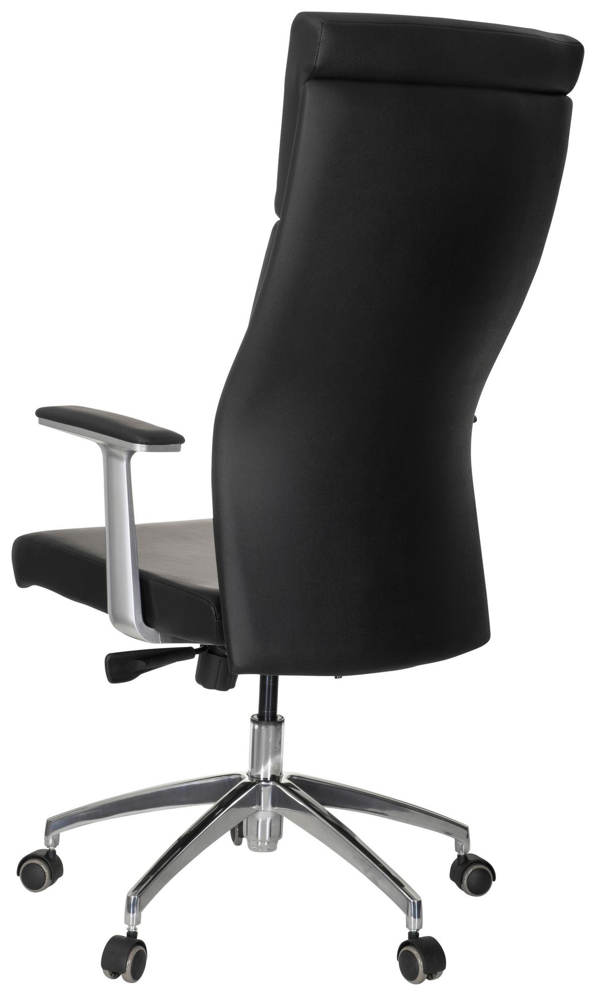 Drehstuhl Monza 20 Schwarz - Silberfarben/Schwarz, MODERN, Leder/Kunststoff (60/131/52cm) - MID.YOU