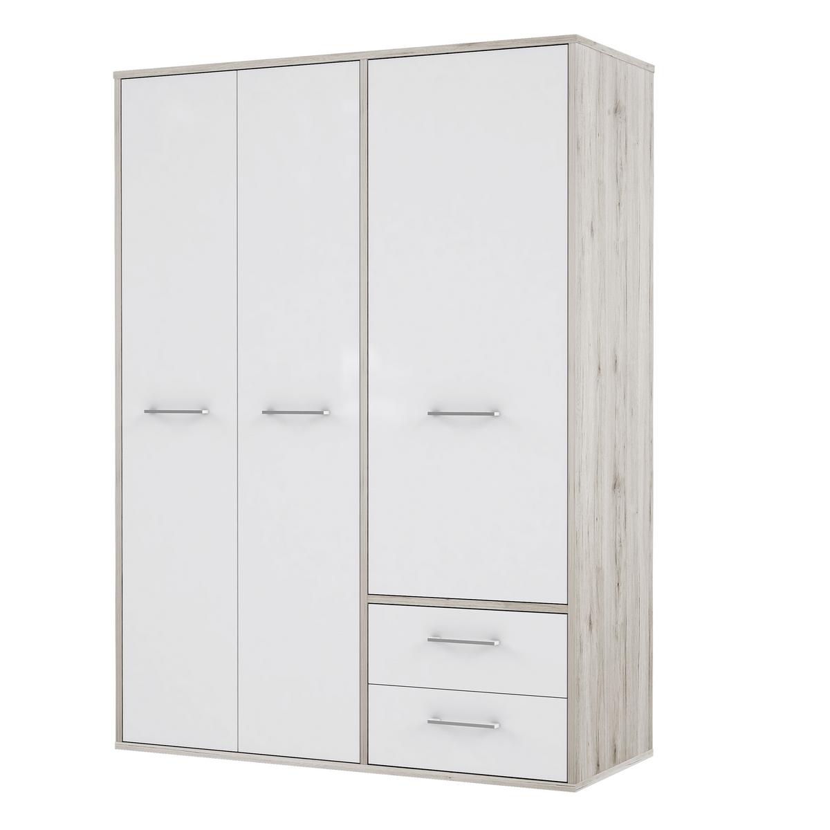 Drehtürenschrank Jandia - Eichefarben/Weiß, KONVENTIONELL, Holzwerkstoff/Kunststoff (147/201,5/60cm) - MID.YOU