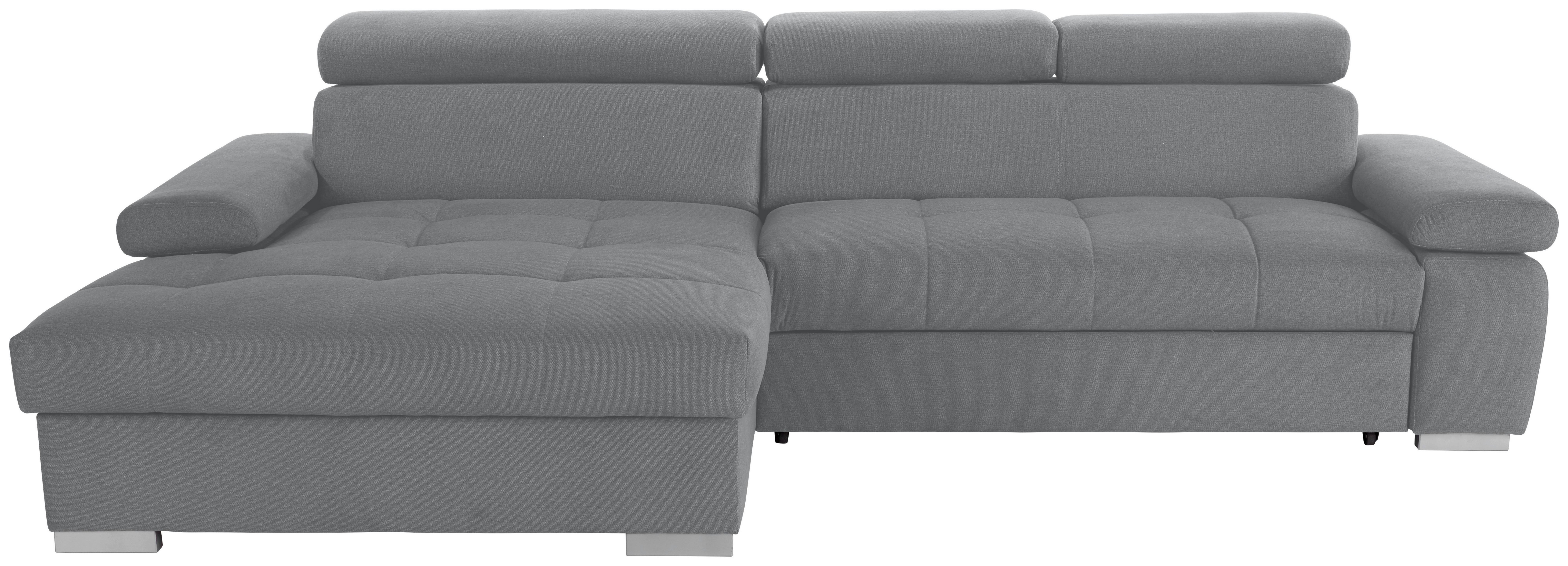 Ecksofa Perry Mit Bettkasten 183x292 cm - Silberfarben/Grau, Design, Textil (183/292cm) - Livetastic