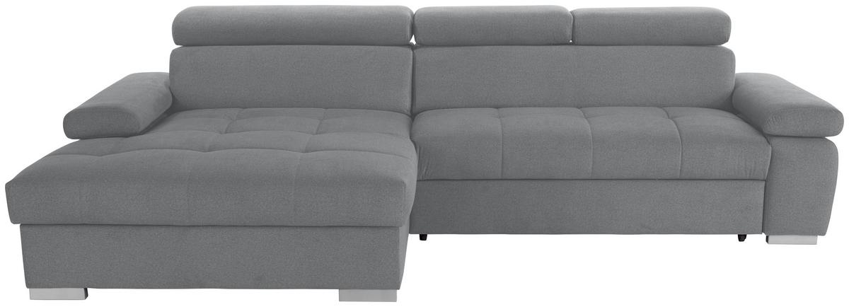 Ecksofa Perry Mit Bettkasten 183x292 cm - Silberfarben/Grau, Design, Textil (183/292cm) - Livetastic
