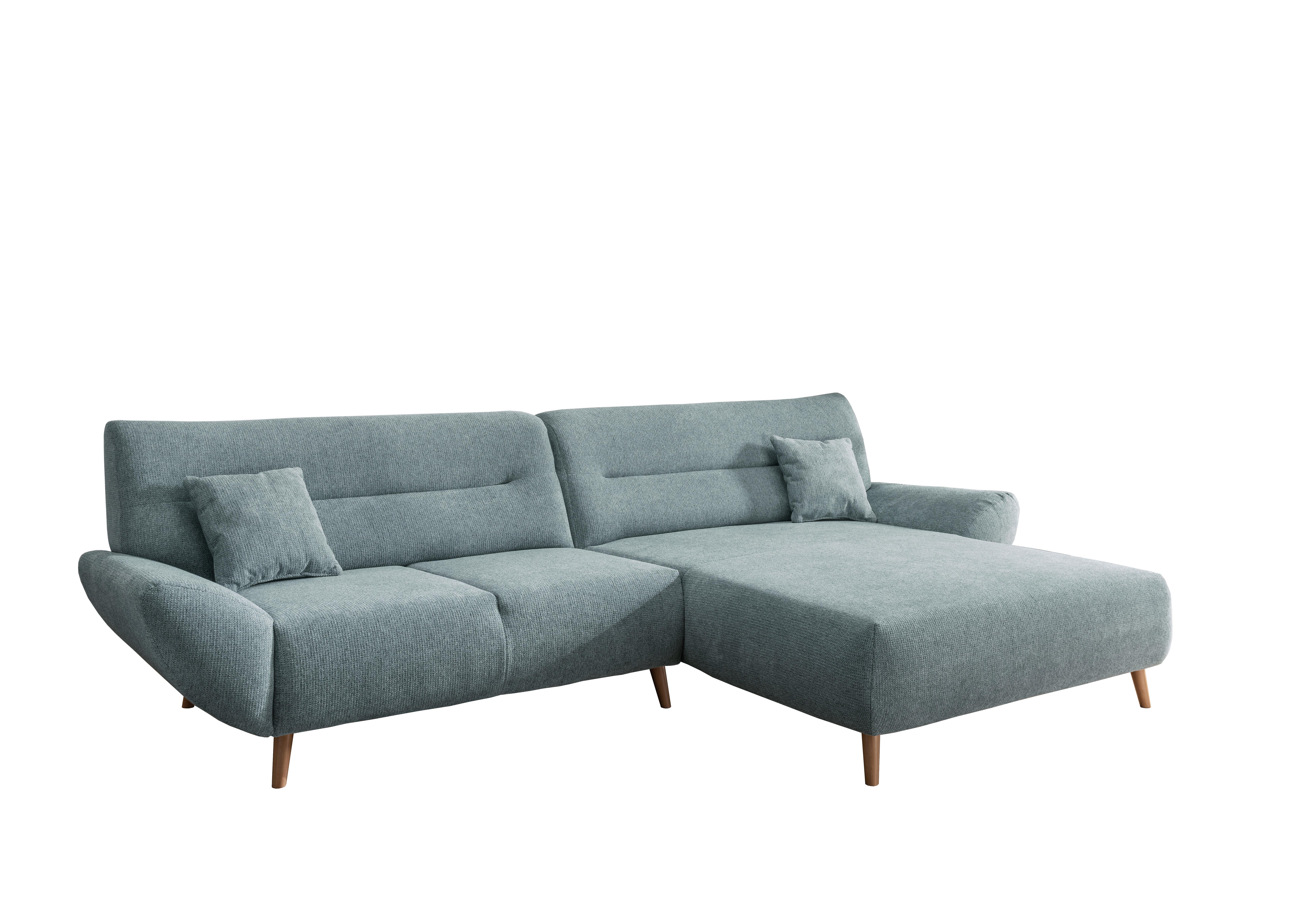 Ecksofa Chenille Blau S: 290x166 cm - Wildeiche/Mintgrün, MODERN, Textil (290/166cm) - MID.YOU