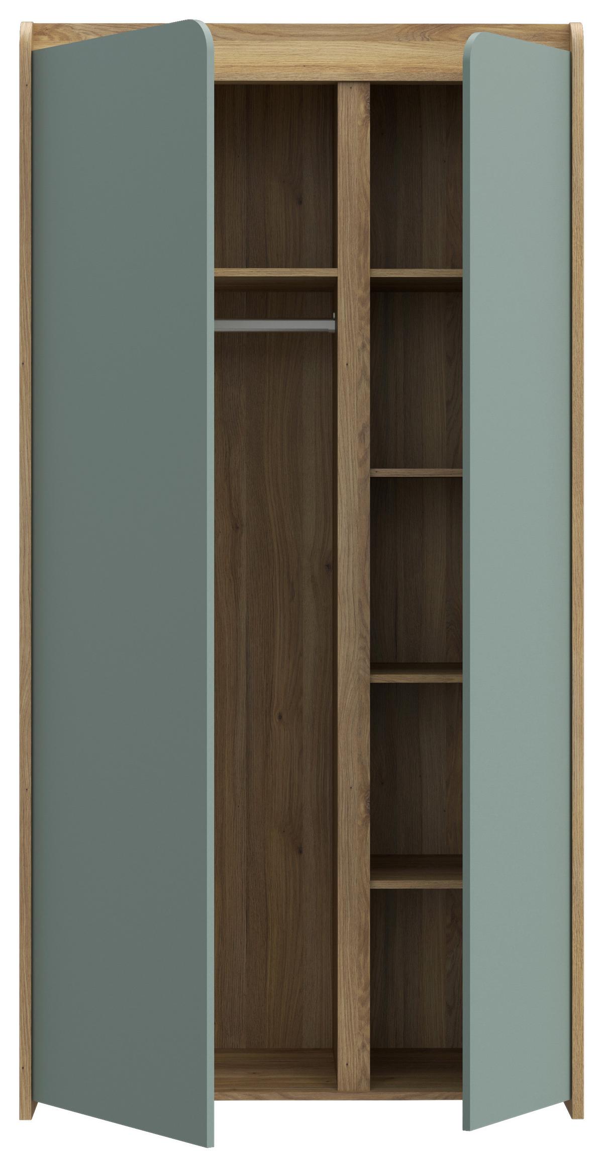 SKRIŇA HOA - farba duba/šalviovozelená, Modern, kompozitné drevo (104,4/204/52,7cm)