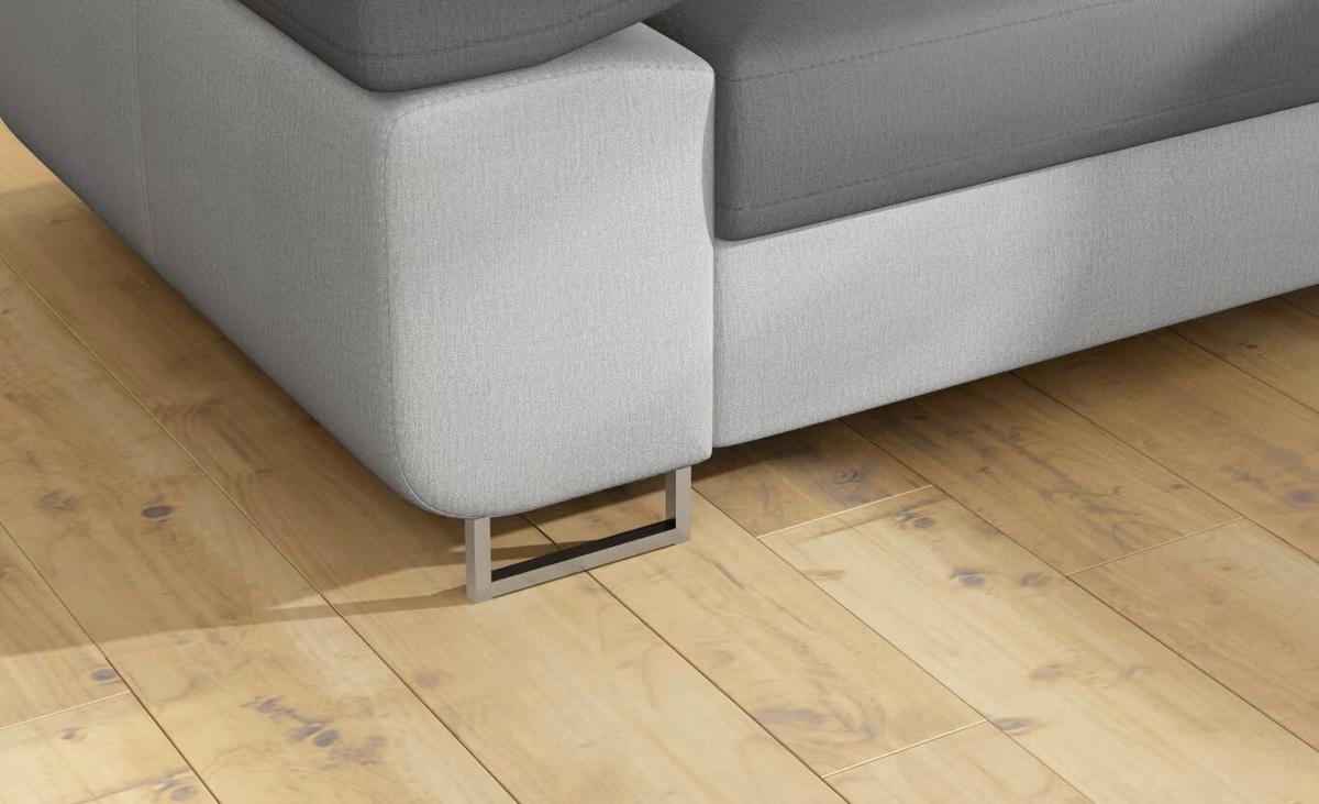 Ecksofa Anton Grau, Hellgrau S: 272x203 Cm - Chromfarben/Hellgrau, Design, Textil (272/203cm) - MID.YOU