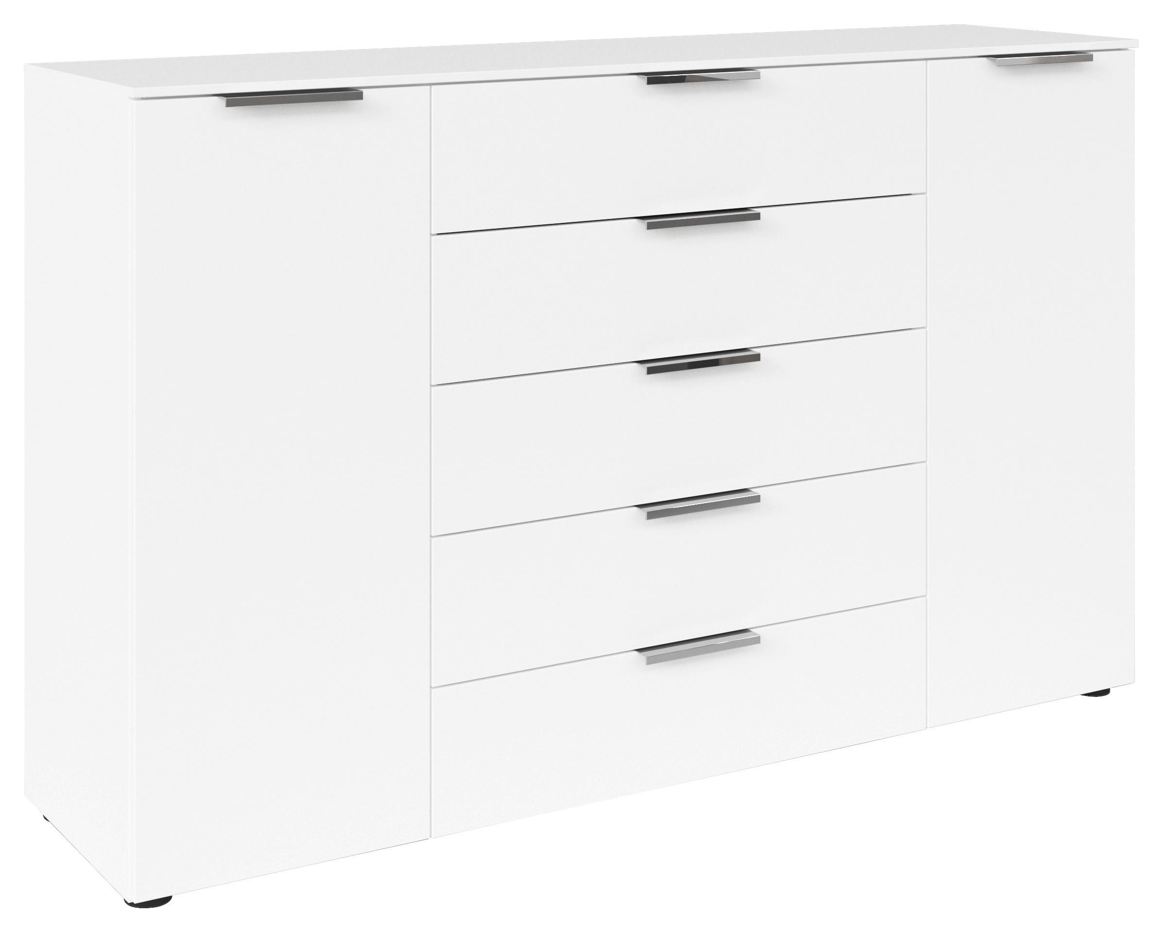 Kommode Flipp Weiß/Graphitfarben B: 160 cm - Chromfarben/Schwarz, MODERN, Holzwerkstoff (160/100/42cm) - Rauch Möbel