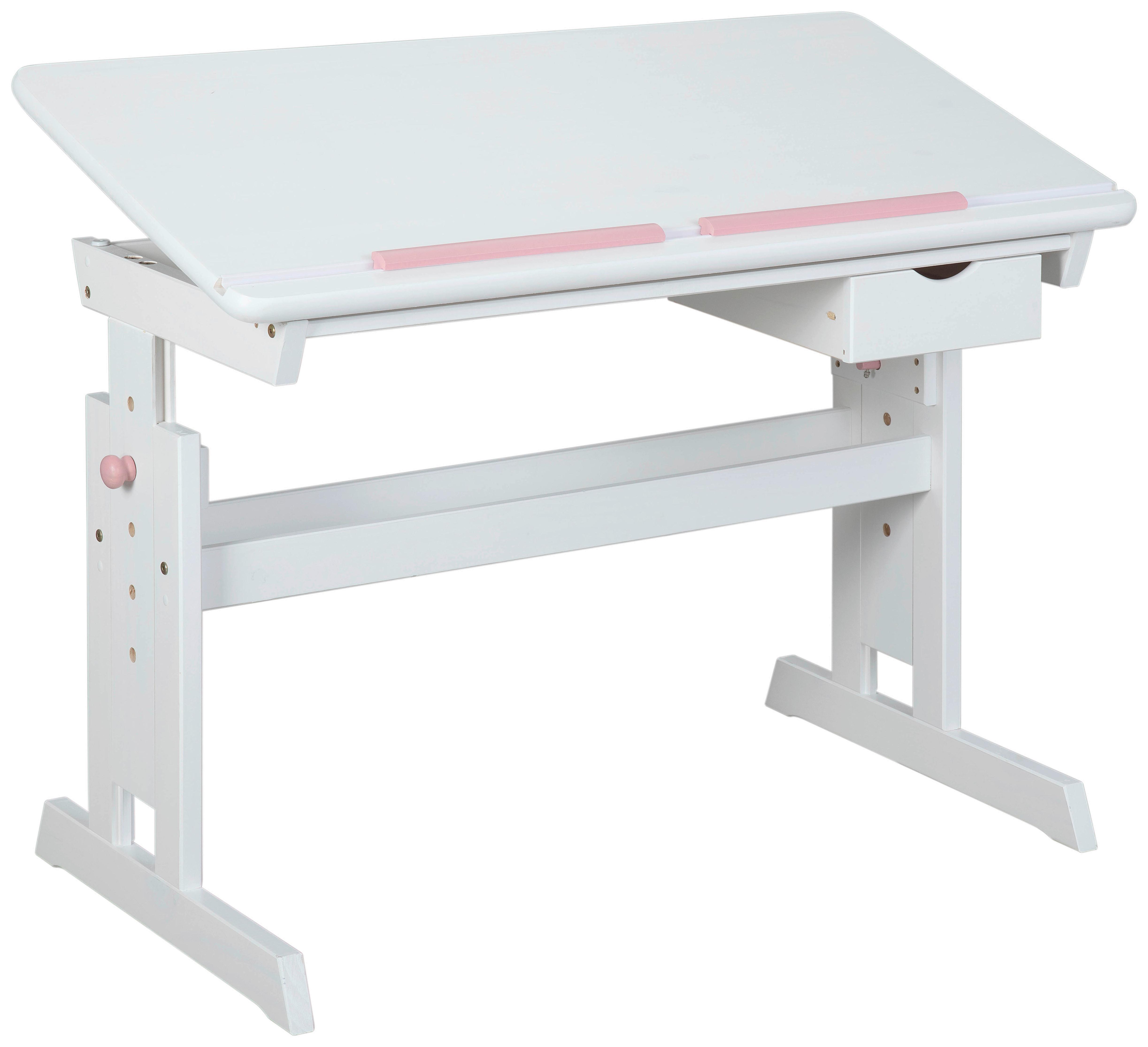Jugendschreibtisch mit Lade B 109 cm H 63-96cm Baru, Weiß - Blau/Rosa, Basics, Holz/Holzwerkstoff (109/55/63-96cm) - MID.YOU