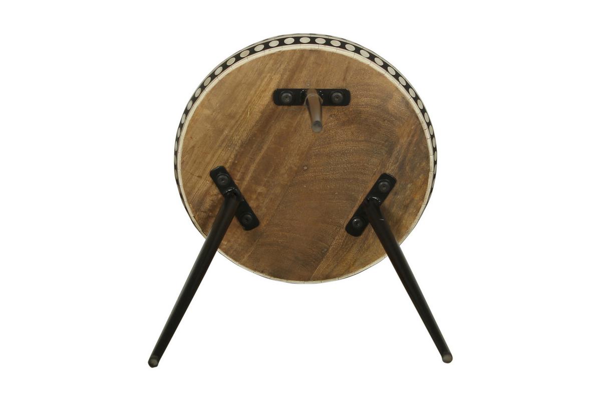 Beistelltisch Naturfarben Echtholz H: 42 cm Jana - Schwarz/Naturfarben, MODERN, Holz/Metall (35/42/35cm) - MID.YOU