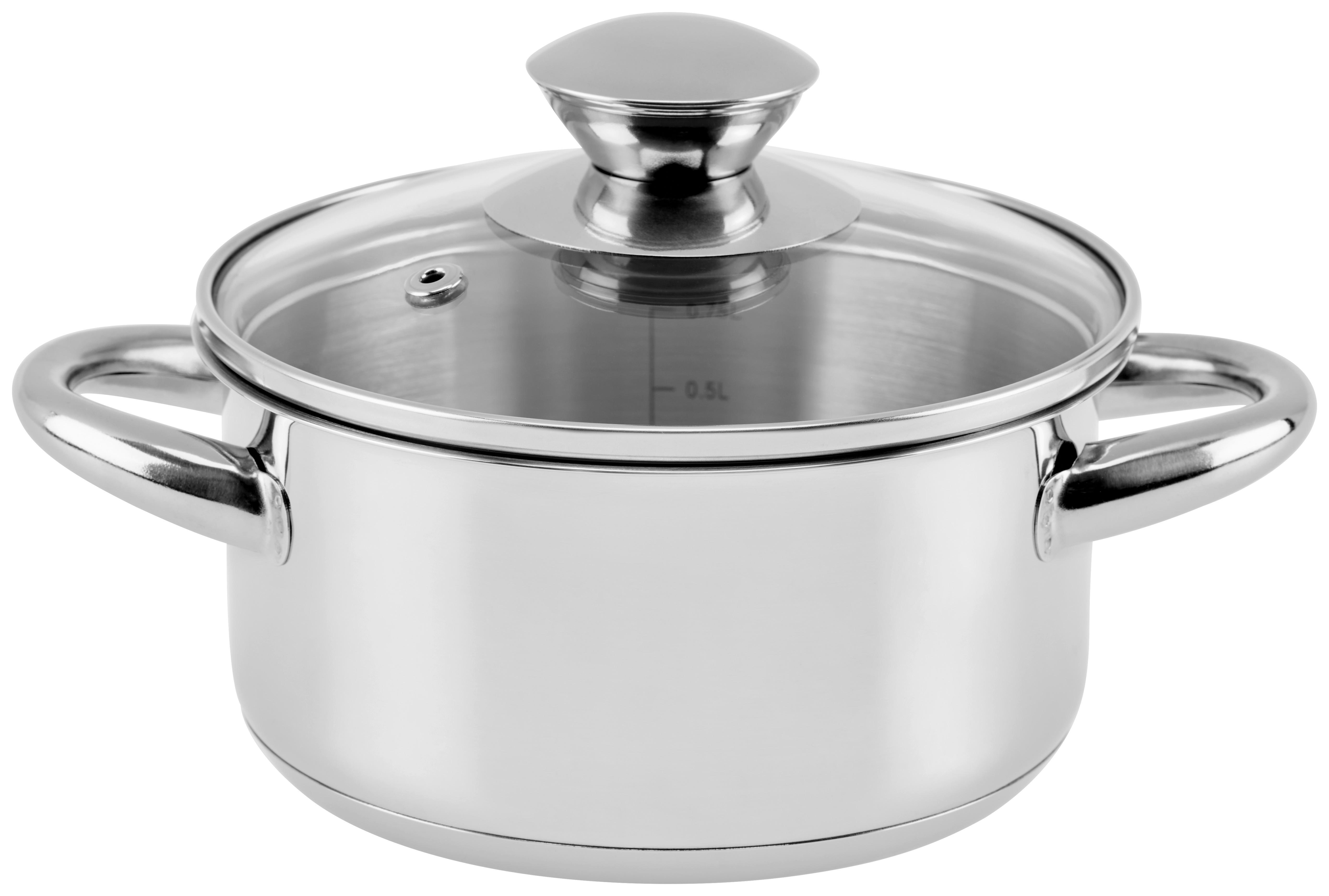 James Wood Kochtopf Berni Edelstahl - Edelstahlfarben/Transparent, KONVENTIONELL, Glas/Metall (14/7cm) - James Wood