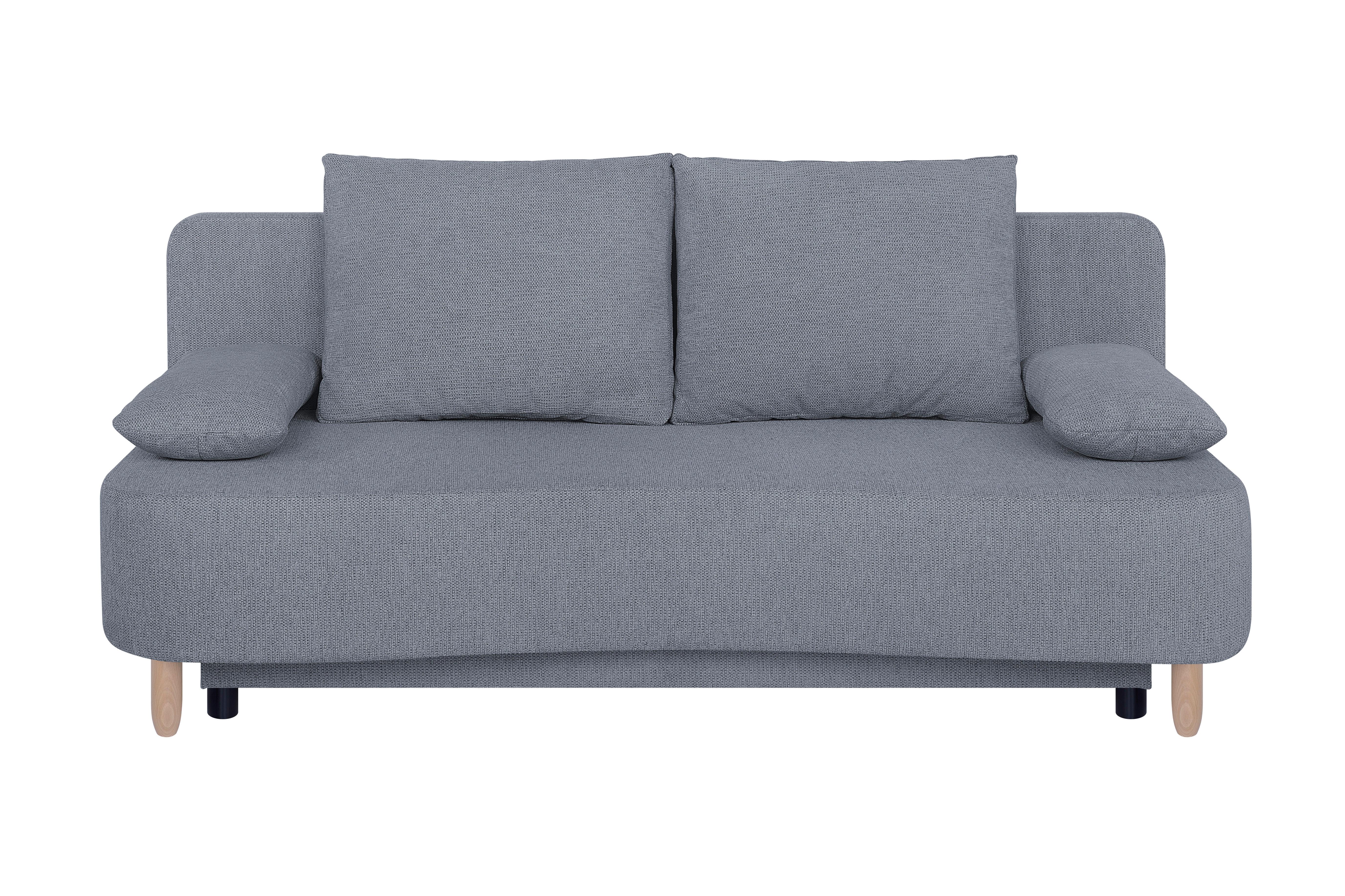 Pohovka LARA, tmavosivá, pružinové jadro a úl. priestor - čierna/farba buka, Design, drevo/kompozitné drevo (193/86/85cm)