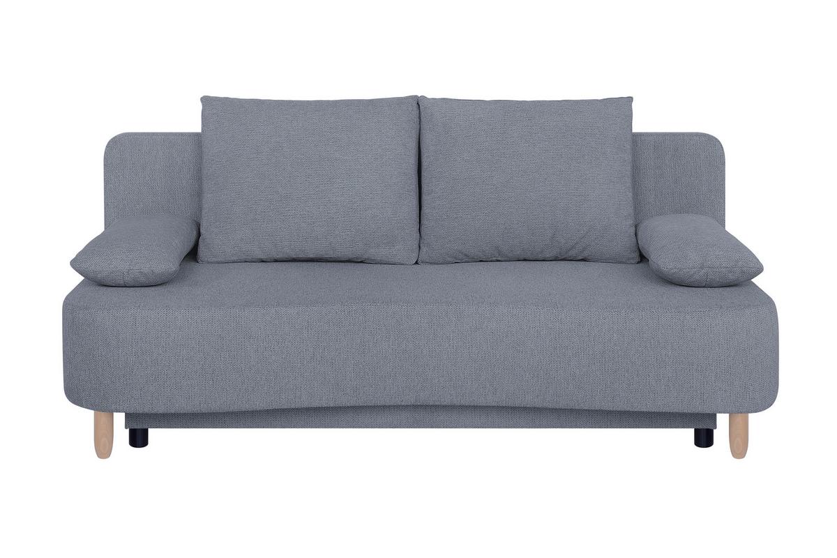 Schlafsofa mit Bettkasten Lara Grau - Dunkelgrau/Buchefarben, Design, Holzwerkstoff/Textil (193/86/85cm) - P & B