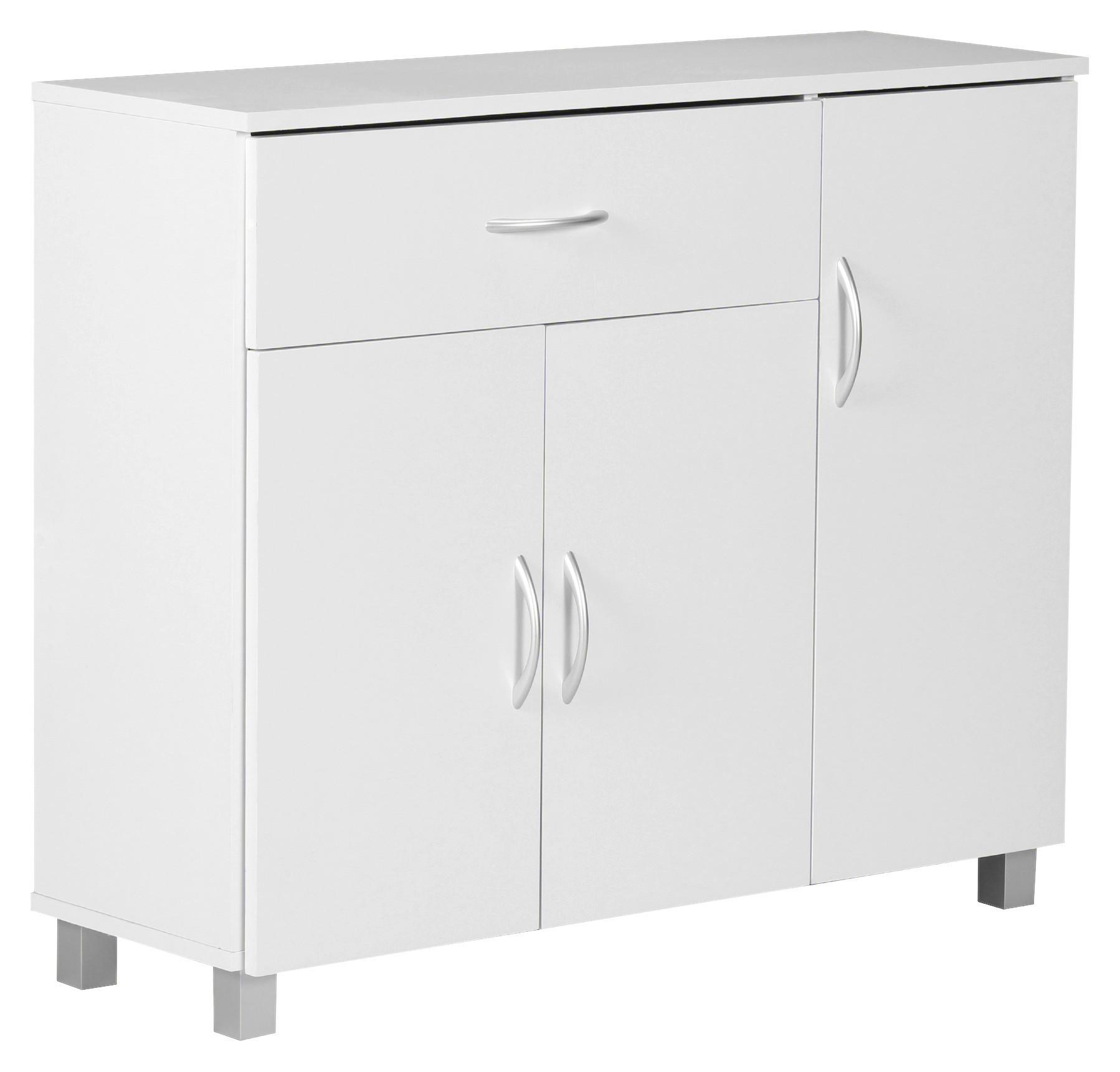 Sideboard Dekor Mit 3 Türen 90 Cm Jarry Weiß - Grau, KONVENTIONELL, Holzwerkstoff (90/75/30cm) - MID.YOU