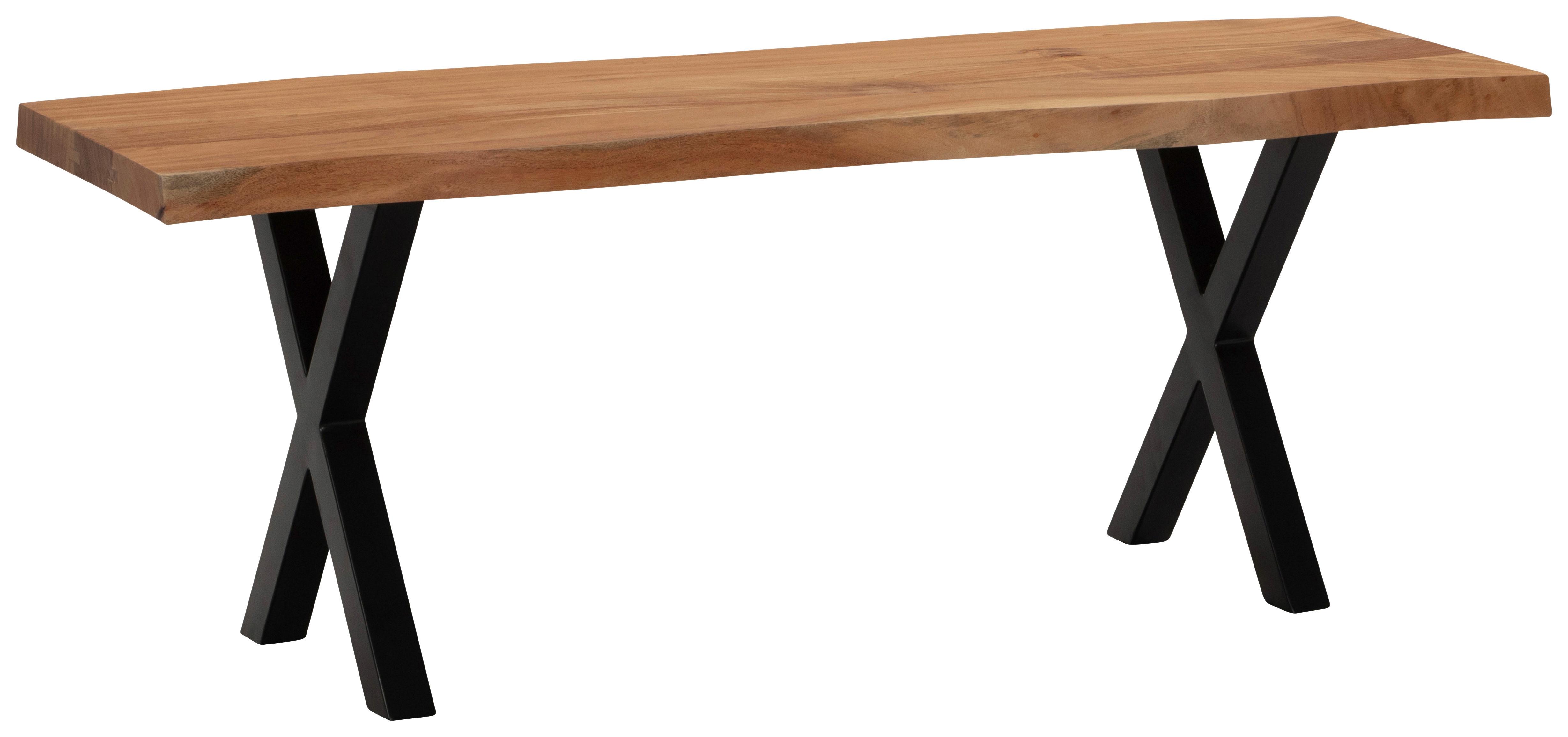 Šatní lavice, akácie, š: 120 cm - černá/barvy akácie, Design, kov/dřevo (120/40/45,5cm) - MID.YOU