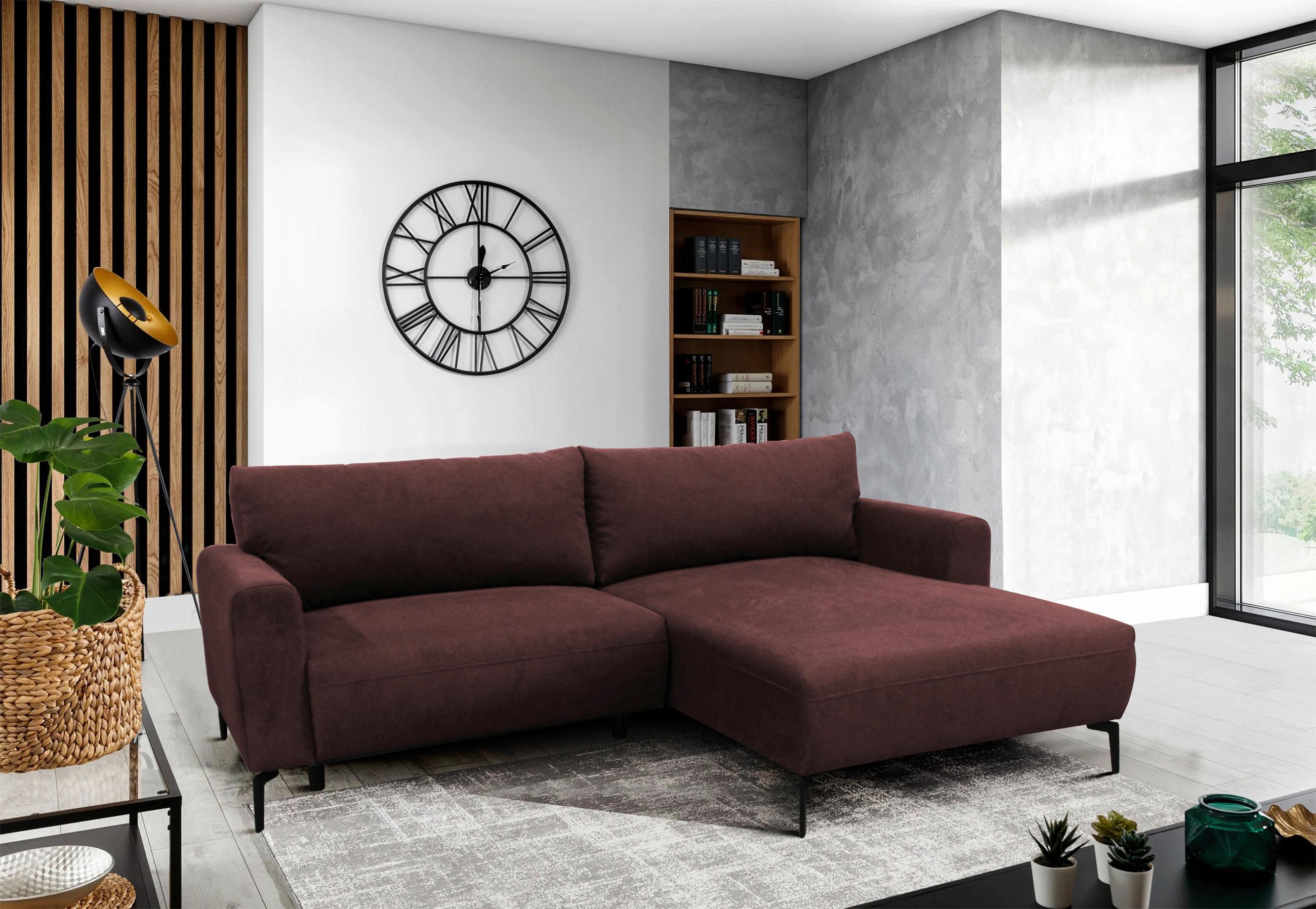 Ecksofa Prince Rot S: 240x163 cm - Rot/Schwarz, Design, Textil (240/163cm) - MID.YOU