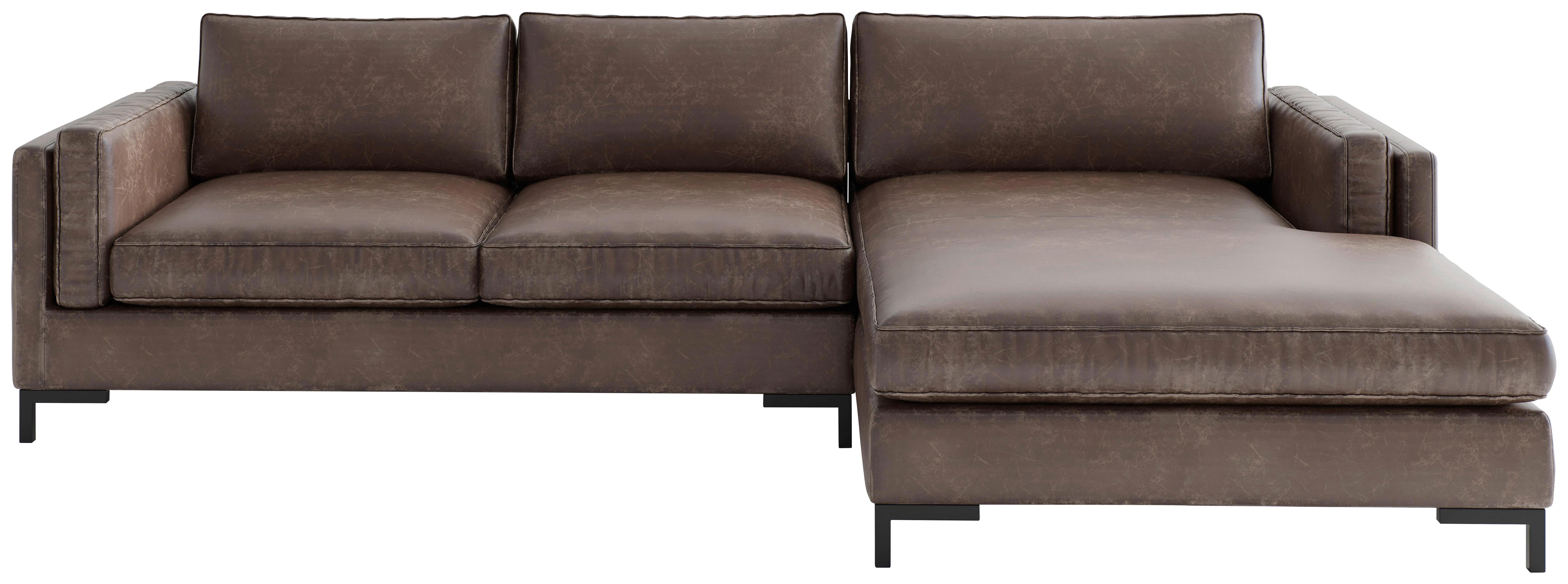 Ecksofa Packo Braun S: 265x160 Cm - Schwarz/Braun, Design, Textil (265/160cm) - Livetastic