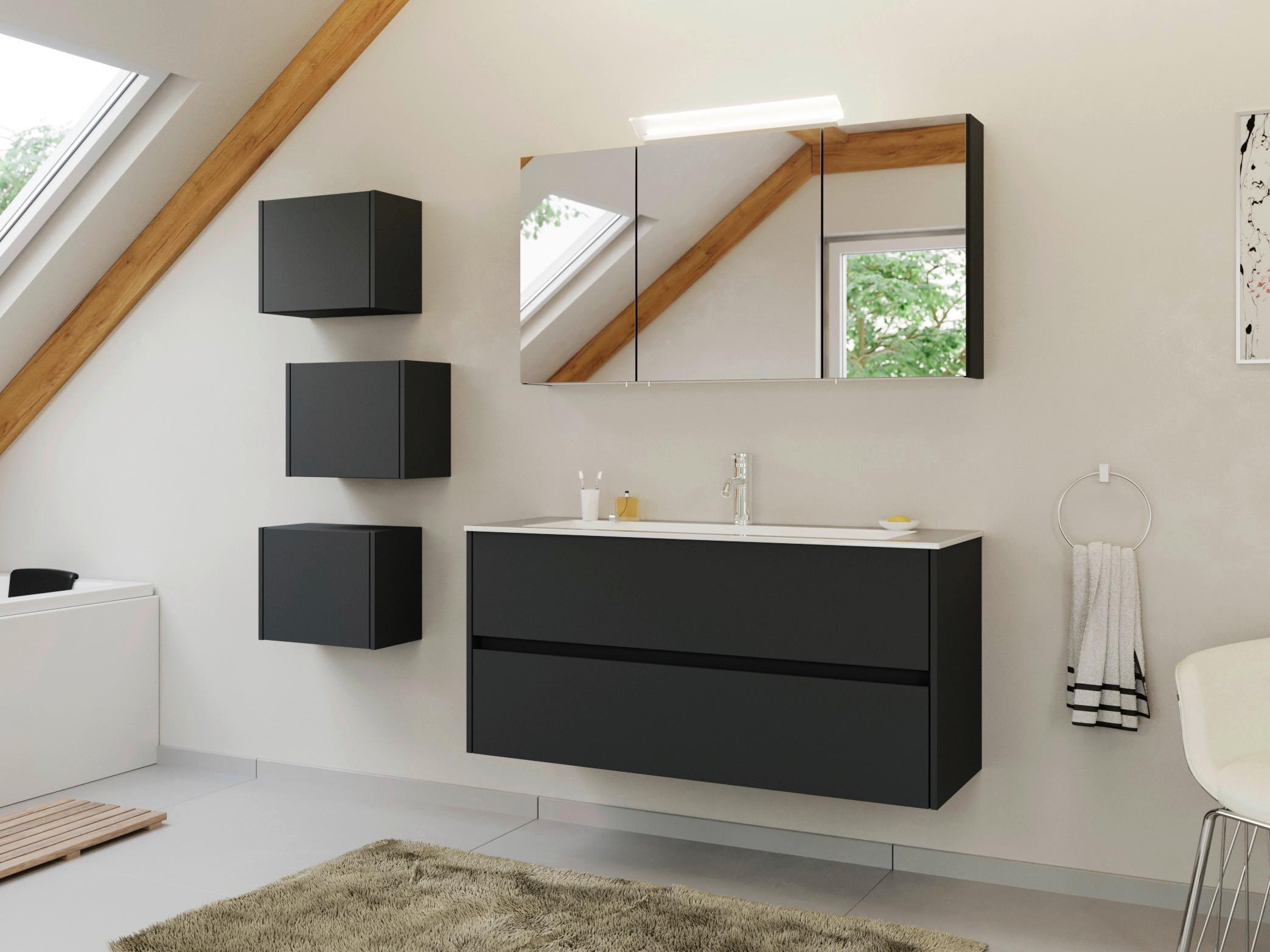 BADEZIMMER Limes, Graphitfarben B: 120 cm - Graphitfarben/Weiß, Basics, Holzwerkstoff/Stein (120cm) - MID.YOU