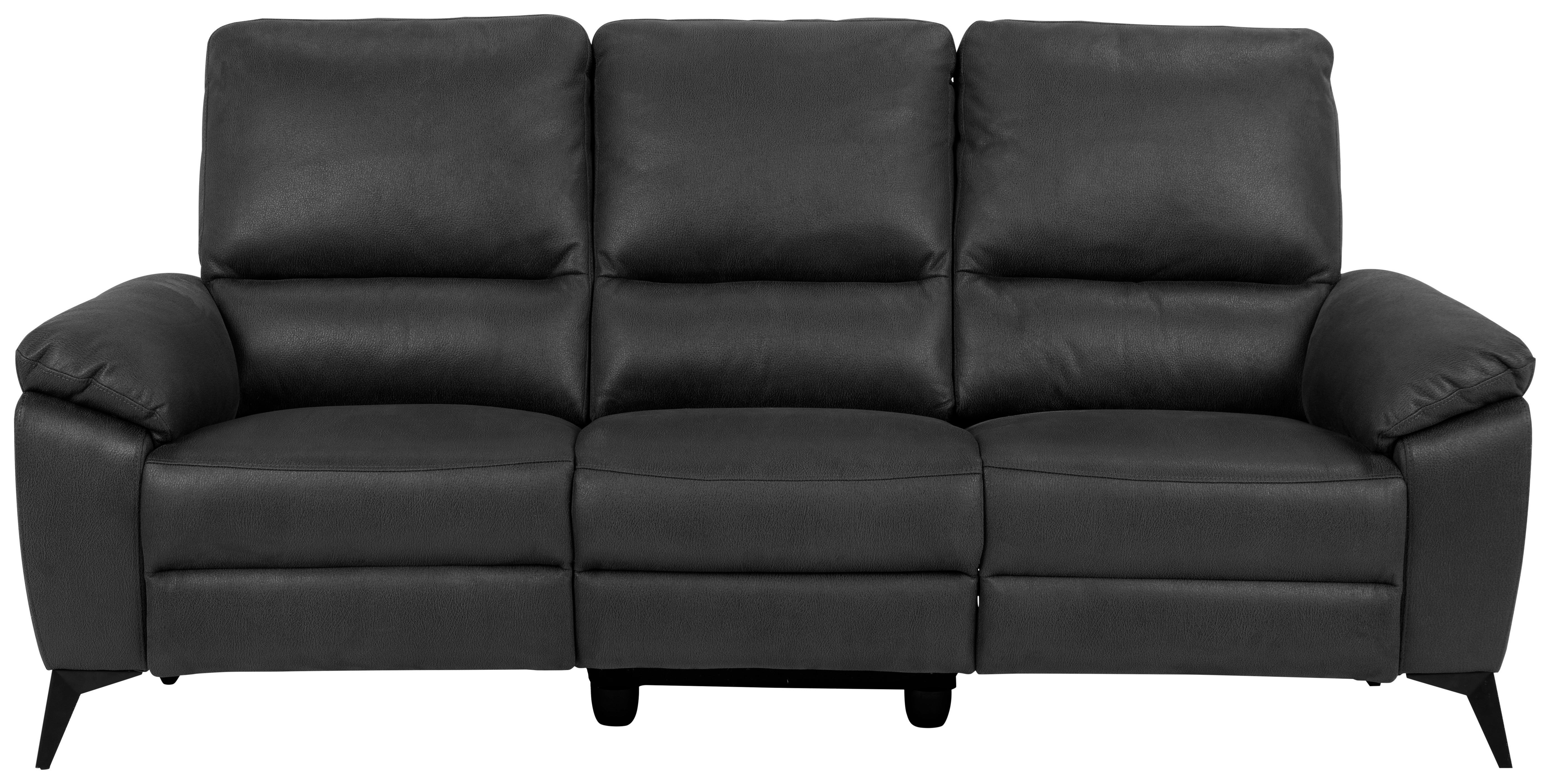 Dreisitzer-Sofa mit Relaxfunktion Rana, Webstoff - Schwarz/Grau, Basics, Textil/Metall (215/102/96cm)