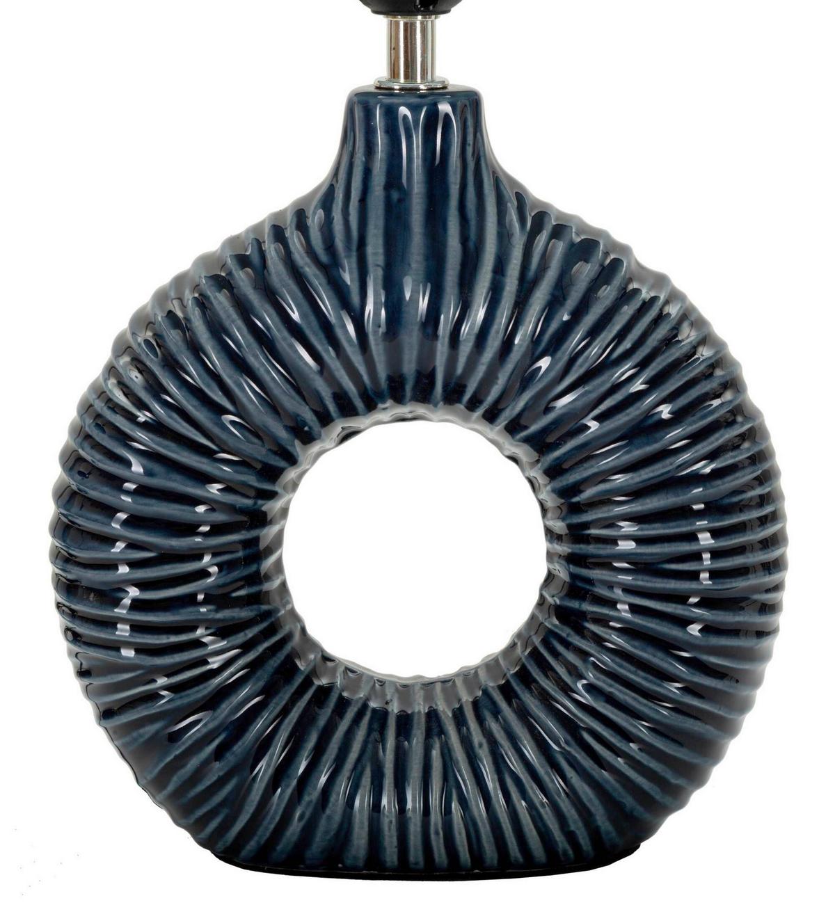 Tischleuchte Seta Blau B: 28,5 cm - Blau, Basics, Keramik/Textil (28.5/15/43cm)