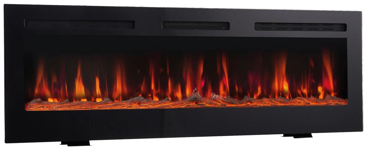 Elektrokamin Marlon - Schwarz, Basics, Glas/Metall (152,4/46,6/11,9cm)