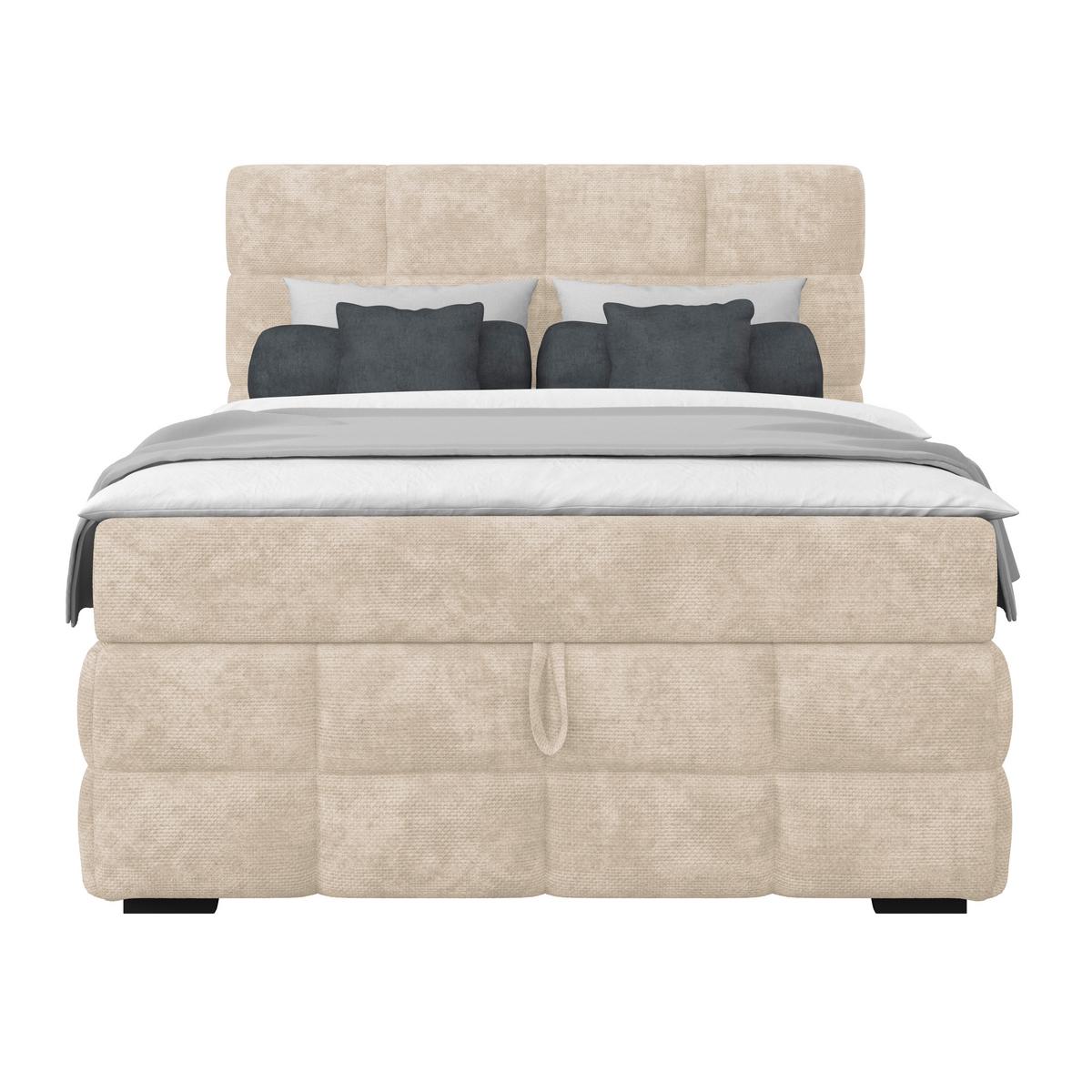 Čalouněná postel VEGA 140x200 cm, bílá - bílá/černá, Trend, dřevo/textil (140/200cm)