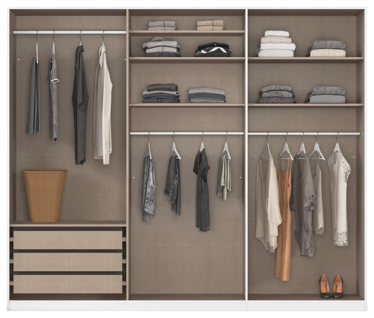 Kleiderschrank Safari mit Spiegel B: 271 cm - Champagner/Silberfarben, KONVENTIONELL, Holzwerkstoff (271/210/54cm)