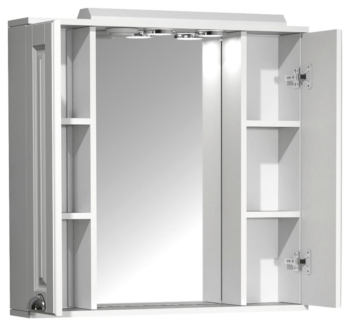 Spiegelschrank Casalo Xl 2-Türig Bxhxt:75x71x14 Cm - Weiß, MODERN, Glas/Holzwerkstoff (75/71/14cm) - MID.YOU