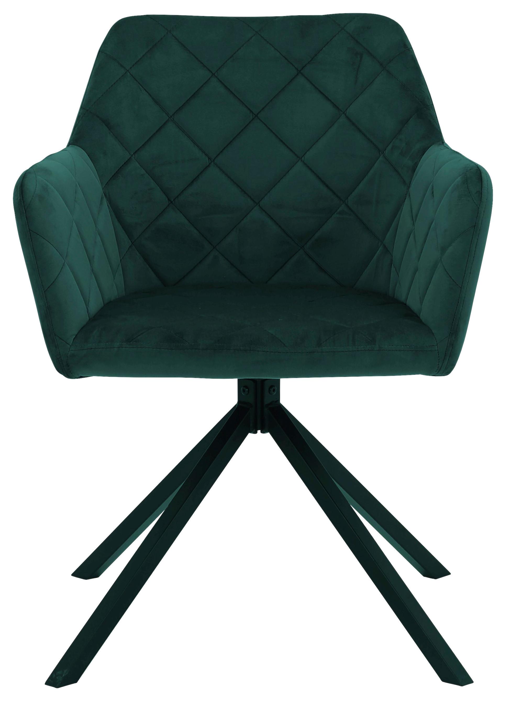 Stuhl Patti Grün, Sitzfl. 360° drehbar - Schwarz/Grün, KONVENTIONELL, Textil/Metall (58/81/54cm)