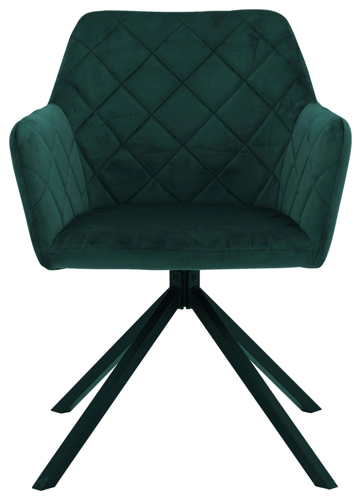 Stuhl Patti Grün, Sitzfl. 360° drehbar - Schwarz/Grün, KONVENTIONELL, Textil/Metall (58/81/54cm)