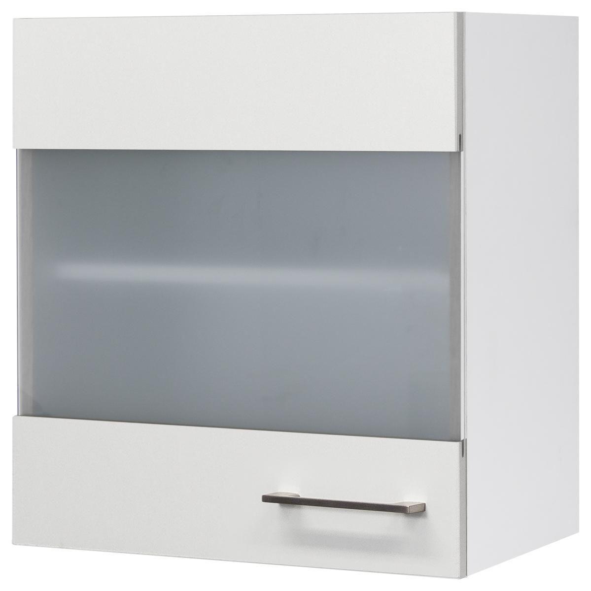 Kuchynská horná skrinka NEO - biela/farba ušľachtilej ocele, Modern, kov/kompozitné drevo (50/54/32cm) - FlexWell