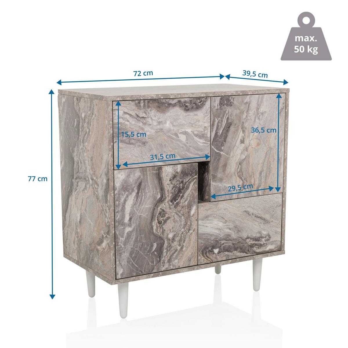 Kommode Lykkja Braun/Weiß B: 72 cm - Schwarz/Braun, MODERN, Holzwerkstoff (72/77/39,5cm) - MID.YOU