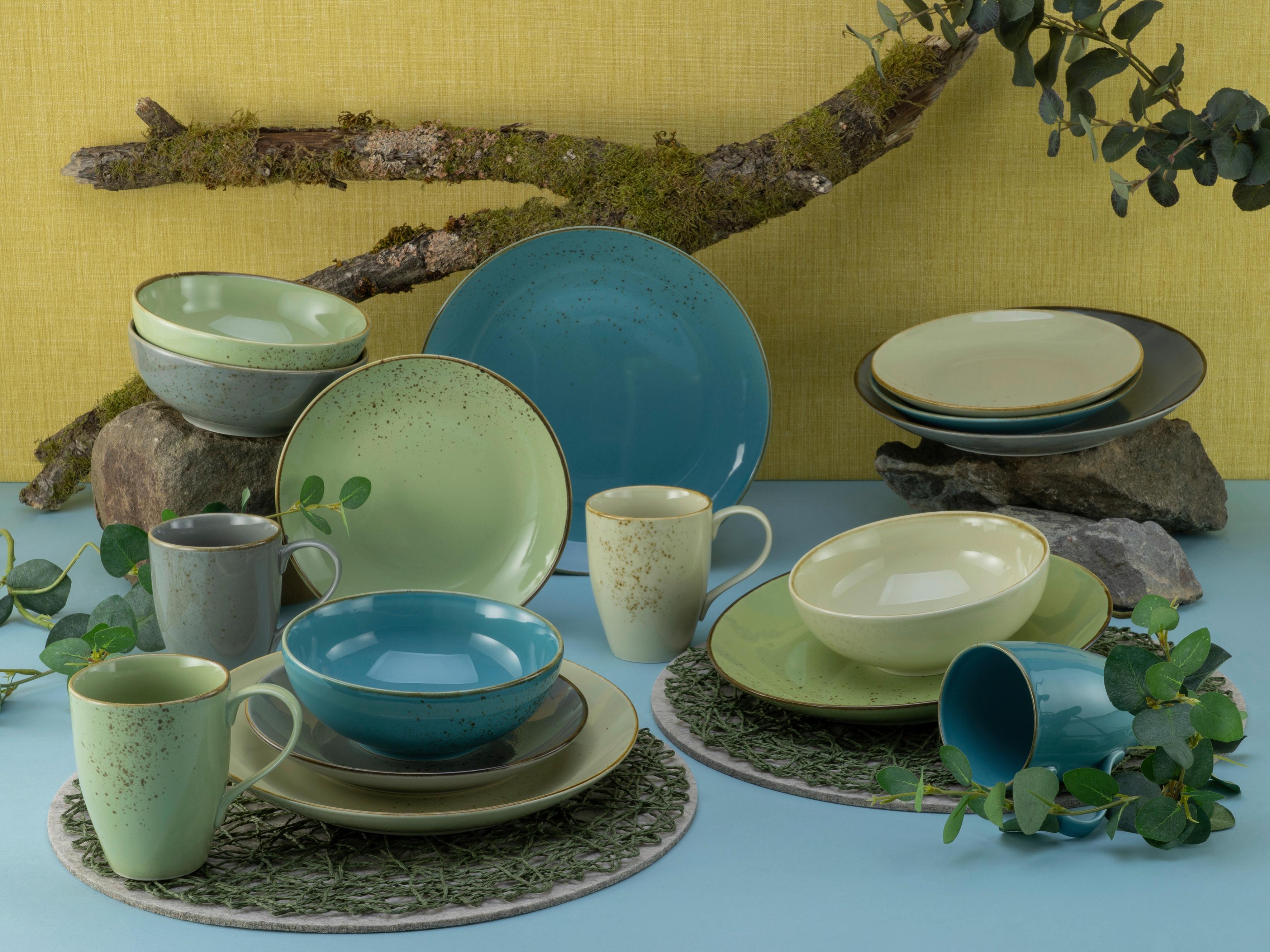 Sada plytkých tanierov NATURE COLLECTION, 6-dielna - svetlomodrá, Trend, keramika (27cm) - Creatable
