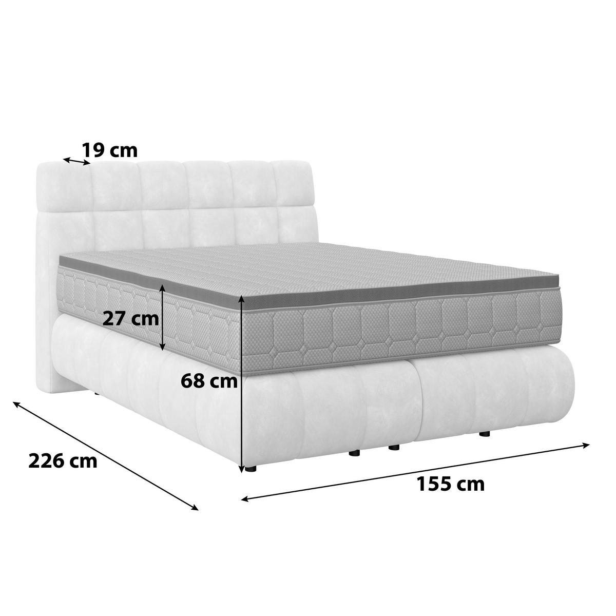 Boxspringbett Nobu Champagner, LF: 140x200 cm - Champagner/Creme, Trend, Holz/Textil (140/200cm)
