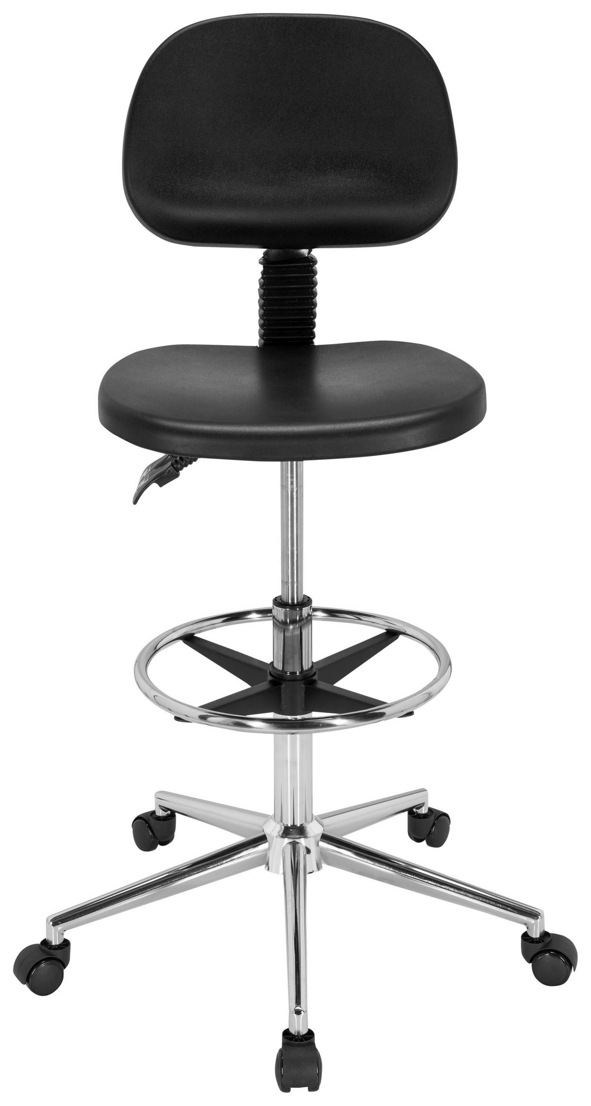 Bürohocker Top Work 24 I Schwarz Bis 100 Kg - Silberfarben/Schwarz, Basics, Kunststoff/Metall (44/91/50cm) - MID.YOU