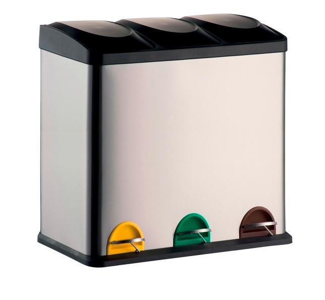 Treteimer 60l Silberfarben Metall LxBxH: 60,5x34x60,5 cm - Silberfarben/Schwarz, Basics, Kunststoff/Metall (60,5cm)