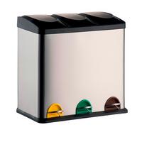 Treteimer 60l Silberfarben Metall Lxbxh: 60,5x34x60,5 Cm - Silberfarben/Schwarz, Basics, Kunststoff/Metall (60,5cm)