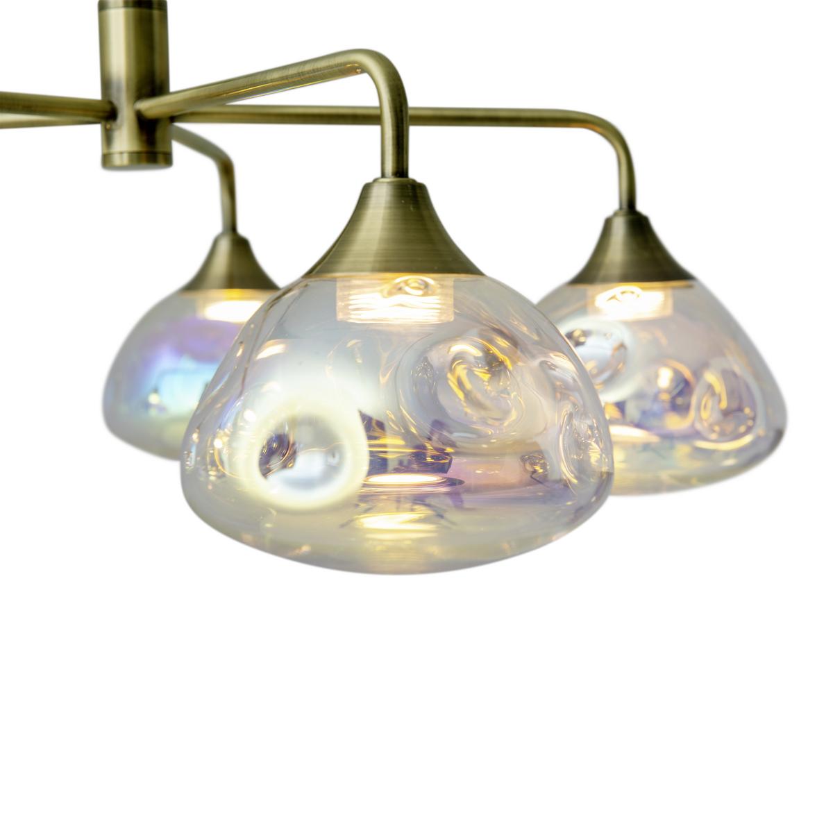 LED-Hängeleuchte Varna H: 120 cm 5-Flamming - Messingfarben, Design, Glas/Metall (50/120cm) - Näve