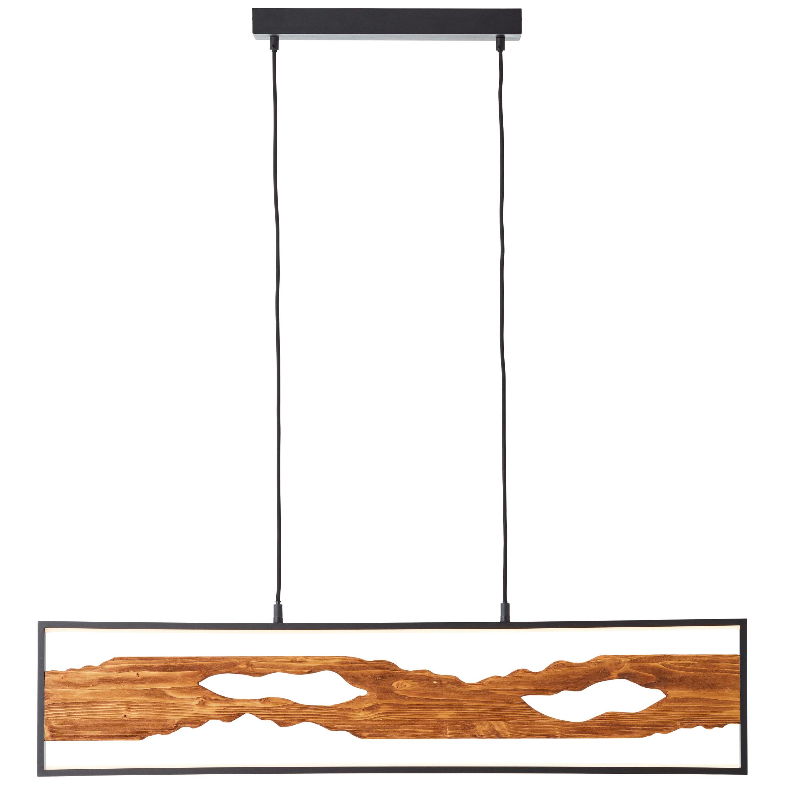 LED-Hängeleuchte Chaumont H: 100 cm - Schwarz/Braun, Natur, Holz/Metall (150/20/100cm) - Brilliant