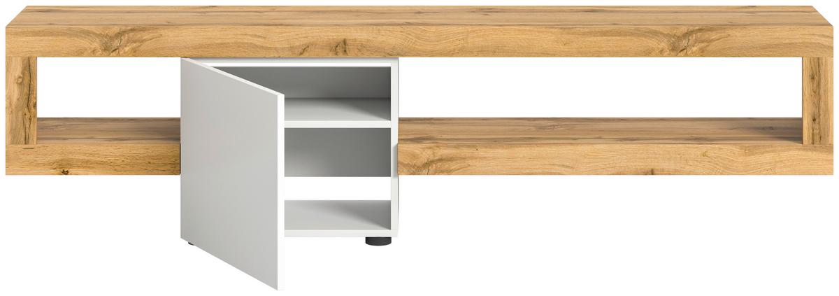 Lowboard Samba Weiß, Eiche Dekor B: 190 Cm - Eichefarben/Schwarz, Design, Holzwerkstoff (190/51/30cm) - MID.YOU