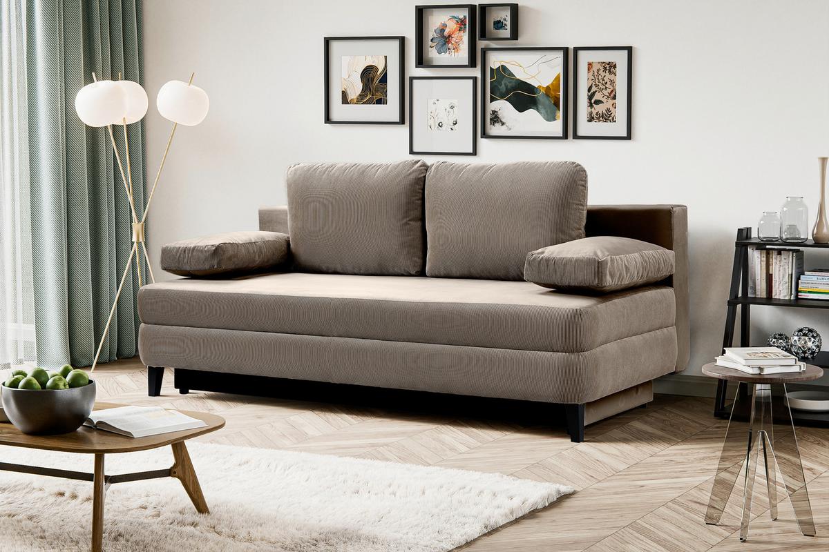 Schlafsofa Sorto Beigebraun B: 200cm - Beigebraun/Schwarz, Basics, Holz/Textil (200/91/100cm) - MID.YOU